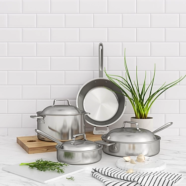 Title: All-Clad Ultimate Cookware Set 3D model image 1 