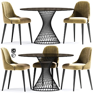 Modern Calligaris Vortex Table & Strip Chair 3D model image 1 