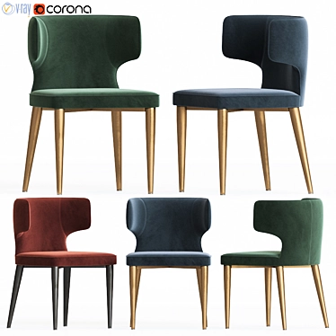 Luxembourg Velvet Chair 3D model image 1 