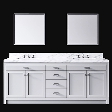 Sleek Gray Double Sink Vanity 3D model image 1 