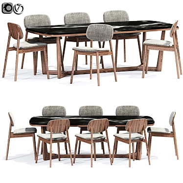 Elegant Frey Chair & Poliform Table 3D model image 1 