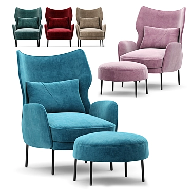 Luxurious Navy Velvet Accent Chair 3D model image 1 