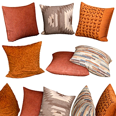 Elegant Plush Sofa Cushions 3D model image 1 