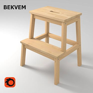 Versatile Birch Ladder Stool 3D model image 1 