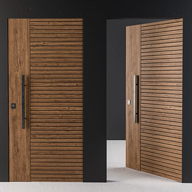 Sleek Wood Frameless Door 3D model image 1 