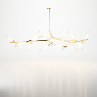 Golden Tear Chandelier: 14-Bulb Elegant Lighting 3D model image 1 