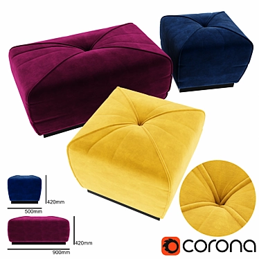 Velvet Zuri Pouf - Stylish & Versatile 3D model image 1 