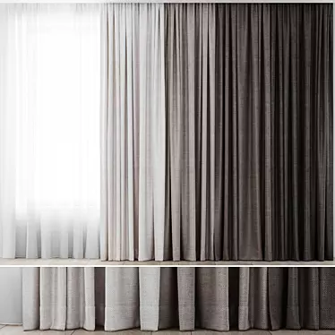 Colorful Curtain Set: 4 Options 3D model image 1 