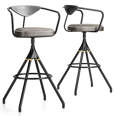 Industrial Leather Bar Stool 3D model image 1 