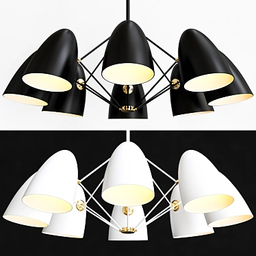 Modern Sputnik Pendant Light in Black & White 3D model image 1 