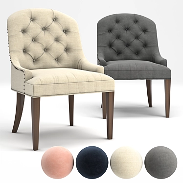 Elegant Lorraine Tufted Chair 3D model image 1 