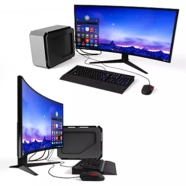 Ultimate Gaming Bundle: Monitor, PC, Mouse, Keyboard 3D model image 1 