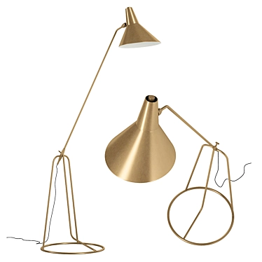 Antique Brass Adjustable Metal Floor Lamp 3D model image 1 
