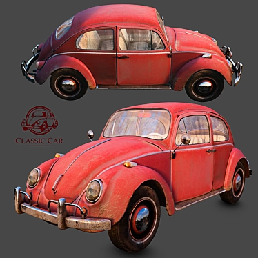 Vintage Beetle Car: Classic Charm on Wheels 3D model image 1 