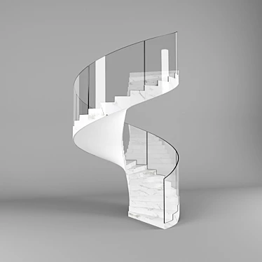 Elegant S-Shaped Marble Staircase 3D model image 1 