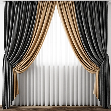 Elegant Detailed Curtain Model 3D model image 1 
