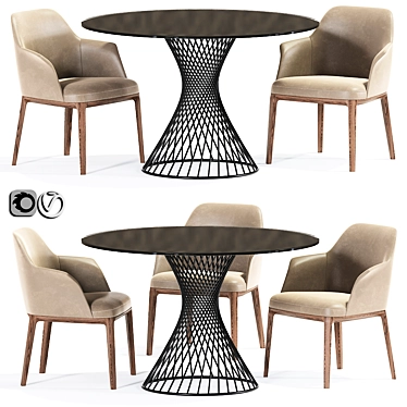 Elegant Dining Set: Poliform Sophie Chair & Calligaris Vortex Table 3D model image 1 