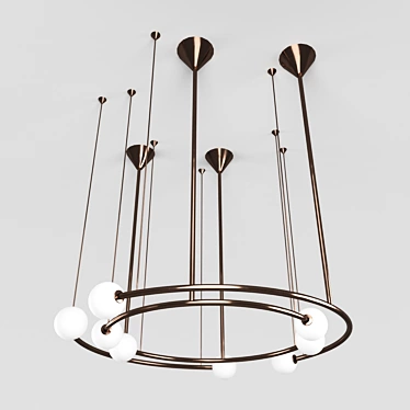 Modern Bronze Metal Pendant Chandelier 3D model image 1 