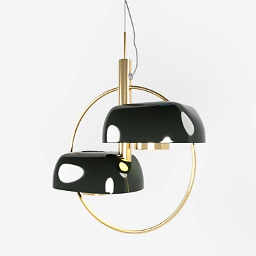 Vivian 40.094: Sleek Modern Pendant Light in Brass with Matte Black Stone Shade 3D model image 1 