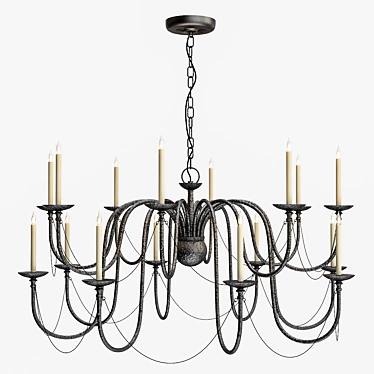 Elegant Mole Black Chandelier 3D model image 1 