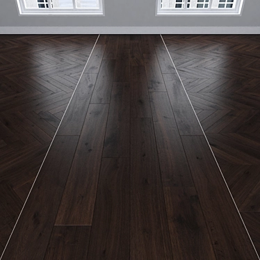 Dark Oak Parquet: Herringbone, Linear, Chevron 3D model image 1 