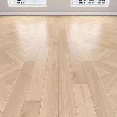 Cream Oak Parquet: Herringbone, Linear & Chevron 3D model image 1 