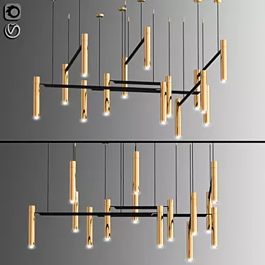 Sleek Tubular Henge Ceiling Lamp 3D model image 1 