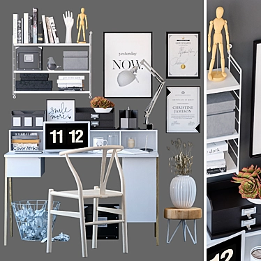 Scandi Style Desk Set 3D model image 1 