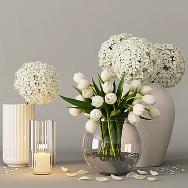 Blooming Beauty: Tulip and Hydrangea Decor Set 3D model image 1 