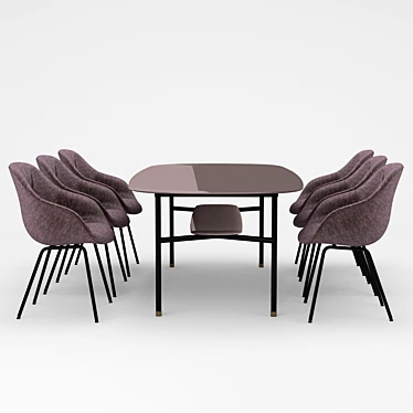 Elegant Hubert Biscuit Dining Set 3D model image 1 