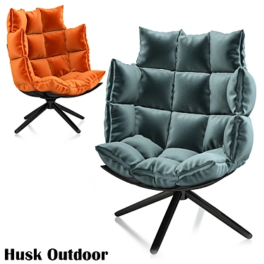 Outdoor Comfort: Husk Armchair in URQUIOLA Fabric 3D model image 1 