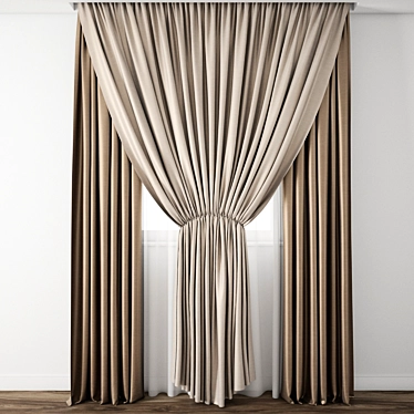 Detailed Curtain Model: 3ds Max & Obj Files 3D model image 1 