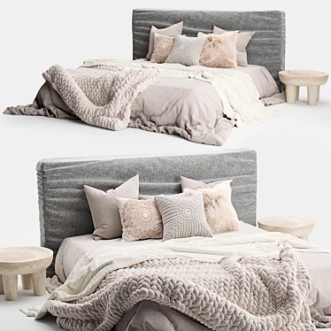 Zulu Charcoal Upholstered Bed 3D model image 1 