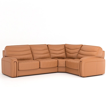 Frank Angular Leather Sofa 3D model image 1 