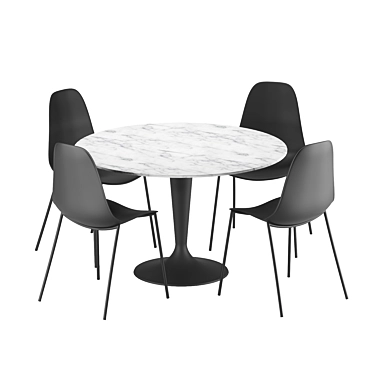 Svelti black dining chair & Tulip Stone Table