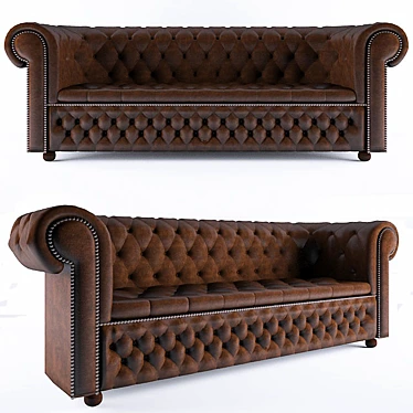 Stylish Chester Three-Seater Sofa 3D model image 1 