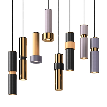 Modern Cylinder Pendant Lamp Collection 3D model image 1 