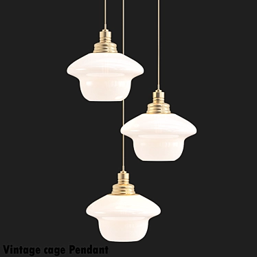 Vintage Cage Pendant Light 3D model image 1 