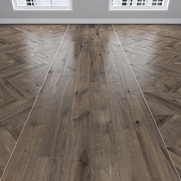 Smoky Oak Parquet: Herringbone, Linear, Chevron 3D model image 1 