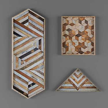 Scandi Rustic Wood Wall Art 3D model image 1 