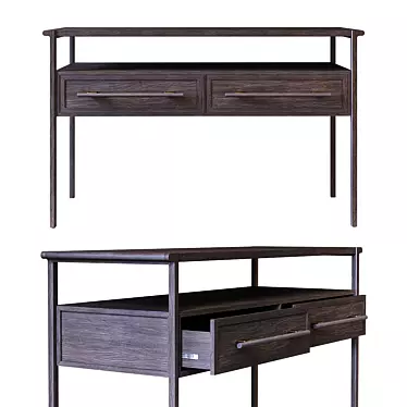 Contempo 2-Drawer Console in Graphite Oak 3D model image 1 