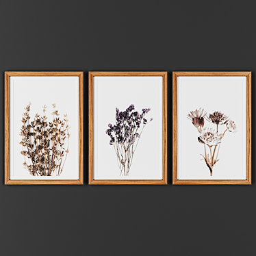 Wooden Frame Picture Set 3D model image 1 