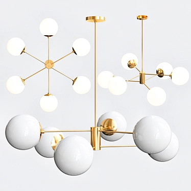 Satin Brass Nyla 6-Light Chandelier 3D model image 1 