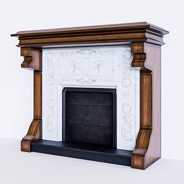 Elegant Fire Hearth: W-1760, D-650, H-1460 3D model image 1 