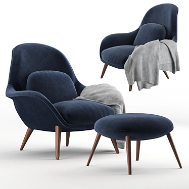 Danish Elegance: Fredericia Swoon Lounge 3D model image 1 