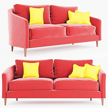Cozy Red 2-Seater Sofa 3D model image 1 