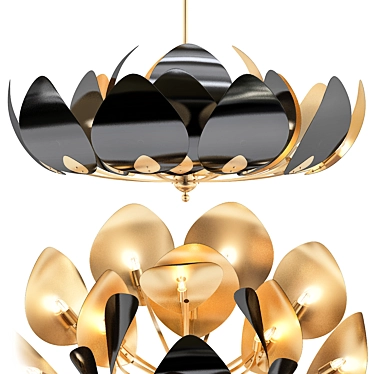 Golden Lotus 21-Light Chandelier 3D model image 1 