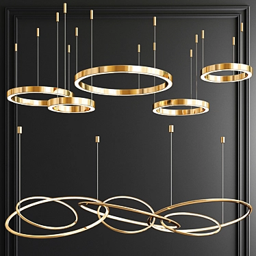 Sleek Horizontal Ring Chandelier 3D model image 1 