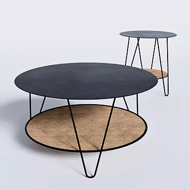 Elegant Metal and Rattan Rosali Tables 3D model image 1 