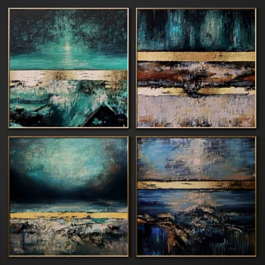 Modern Style Art Collection: Set of 4 Paintings (100x100 cm) 3D model image 1 